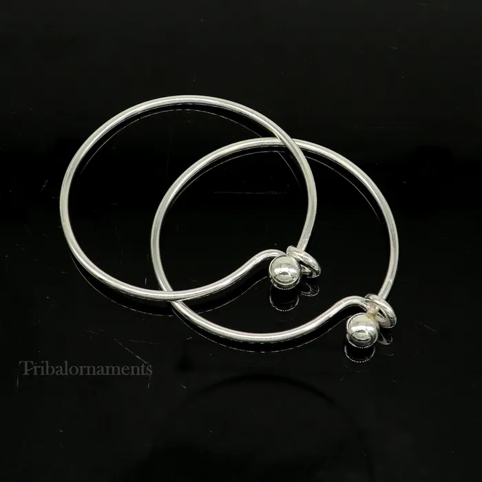 925 sterling customized plain design ball work stylish designer bangle bracelet pure silver gifting jewelry brides made bangles nba173 TRIBAL ORNAMENTS Bracelets