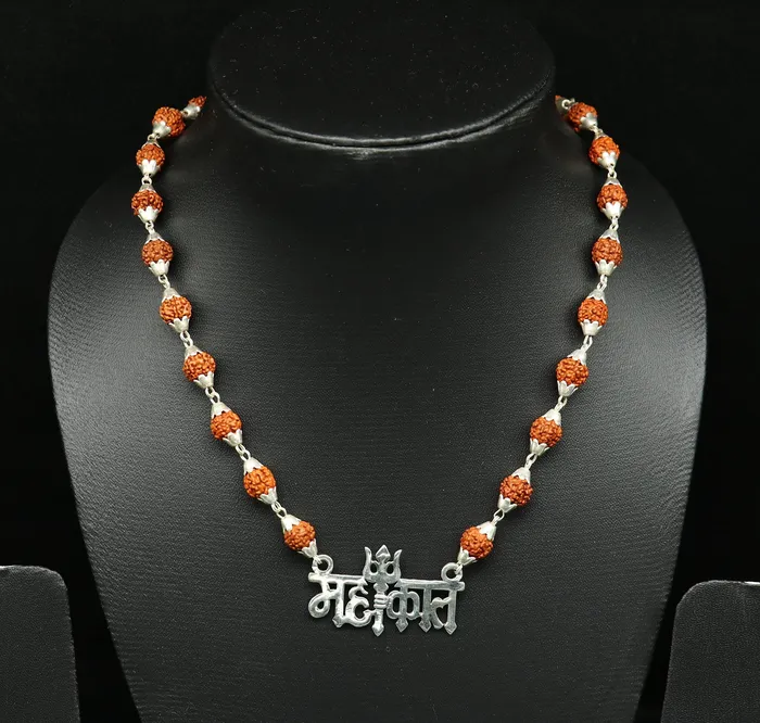 925 sterling silver customized Rudraksha beaded Mahakaal Shiva pendant necklace best blessing divine necklace from india set191 TRIBAL ORNAMENTS Necklaces 925 sterling silver customized Rudraksha beaded Mahakaal Shiva pendant necklace best blessing divine necklace from india set191 TRIBAL ORNAMENTS Necklaces