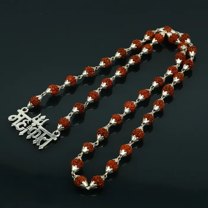 925 sterling silver customized Rudraksha beaded Mahakaal Shiva pendant necklace best blessing divine necklace from india set191 TRIBAL ORNAMENTS Necklaces
