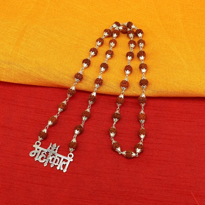 925 sterling silver customized Rudraksha beaded Mahakaal Shiva pendant necklace best blessing divine necklace from india set191 TRIBAL ORNAMENTS Necklaces