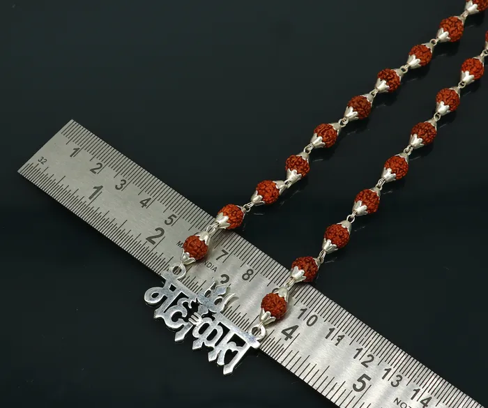 925 sterling silver customized Rudraksha beaded Mahakaal Shiva pendant necklace best blessing divine necklace from india set191 TRIBAL ORNAMENTS Necklaces