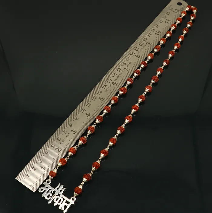 925 sterling silver customized Rudraksha beaded Mahakaal Shiva pendant necklace best blessing divine necklace from india set191 TRIBAL ORNAMENTS Necklaces