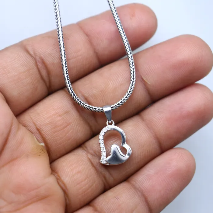 925 Sterling silver diamond heart design pendant nsp941 TRIBAL ORNAMENTS Necklaces