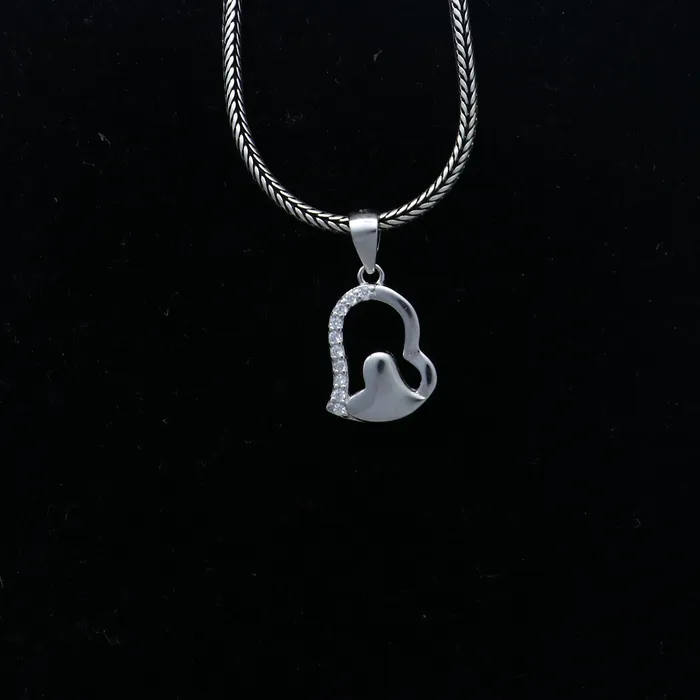 925 Sterling silver diamond heart design pendant nsp941 TRIBAL ORNAMENTS Necklaces