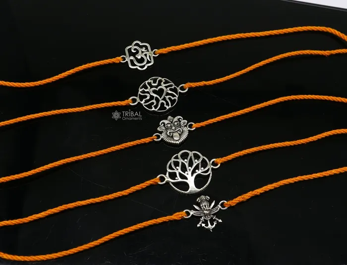 925 sterling silver handmade AumtreeloveNazar battu tri force logo Rakhi Bracelet Exclusive sibling Bracelet Rakshabandhan gift rk303 TRIBAL ORNAMENTS Bracelets 925 sterling silver handmade AumtreeloveNazar battu tri force logo Rakhi Bracelet Exclusive sibling Bracelet Rakshabandhan gift rk303 TRIBAL ORNAMENTS Bracelets