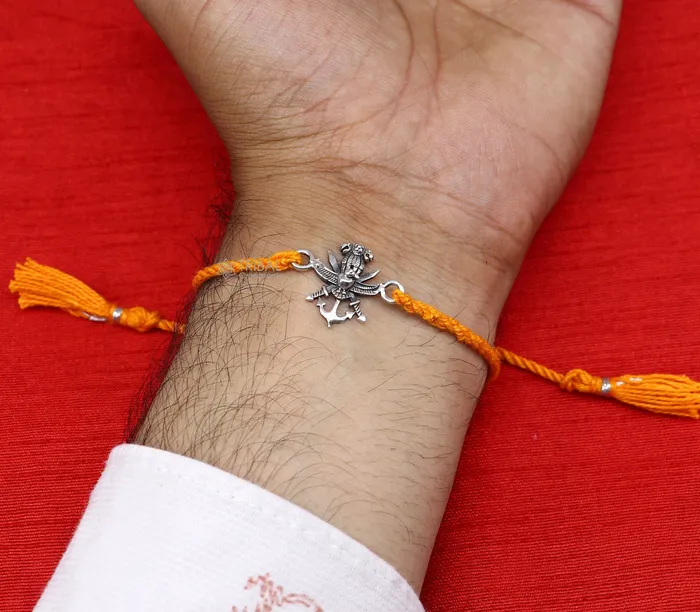925 sterling silver handmade AumtreeloveNazar battu tri force logo Rakhi Bracelet Exclusive sibling Bracelet Rakshabandhan gift rk303 TRIBAL ORNAMENTS Bracelets 925 sterling silver handmade AumtreeloveNazar battu tri force logo Rakhi Bracelet Exclusive sibling Bracelet Rakshabandhan gift rk303 TRIBAL ORNAMENTS Bracelets