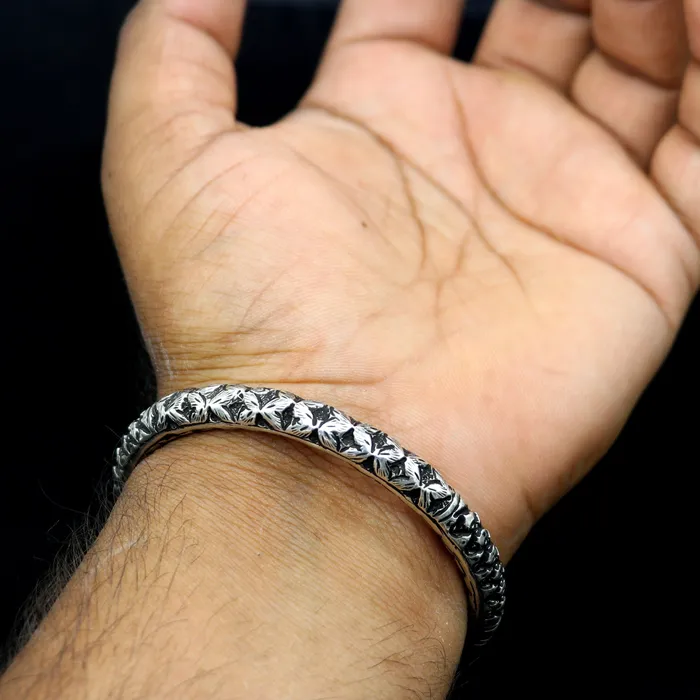 925 Sterling silver handmade chitai bangle bracelet kada tribal ethnic jewelry nsk830 TRIBAL ORNAMENTS Bracelets
