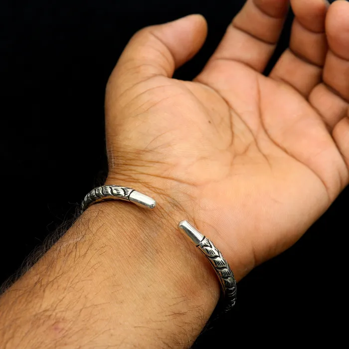 925 Sterling silver handmade chitai bangle bracelet kada tribal ethnic jewelry nsk830 TRIBAL ORNAMENTS Bracelets