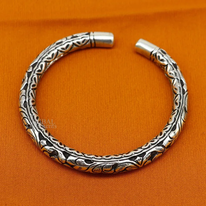 925 Sterling silver handmade fabulous chitai work customized design bangle bracelet kada unisex personalized ethnic tribal jewelry nssk762 TRIBAL ORNAMENTS Bracelets