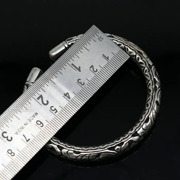 925 Sterling silver handmade fabulous chitai work customized design bangle bracelet kada unisex personalized ethnic tribal jewelry nssk762 TRIBAL ORNAMENTS Bracelets