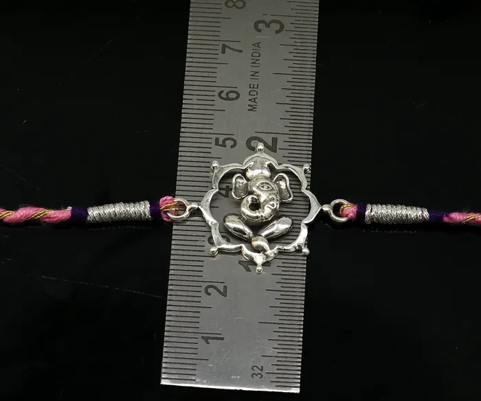 925 sterling silver handmade Ganesha design Rakhi Bracelet amazing stylish gift for Rakshabandhan rk58 TRIBAL ORNAMENTS Bracelets