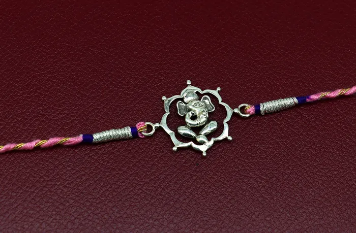 925 sterling silver handmade Ganesha design Rakhi Bracelet amazing stylish gift for Rakshabandhan rk58 TRIBAL ORNAMENTS Bracelets
