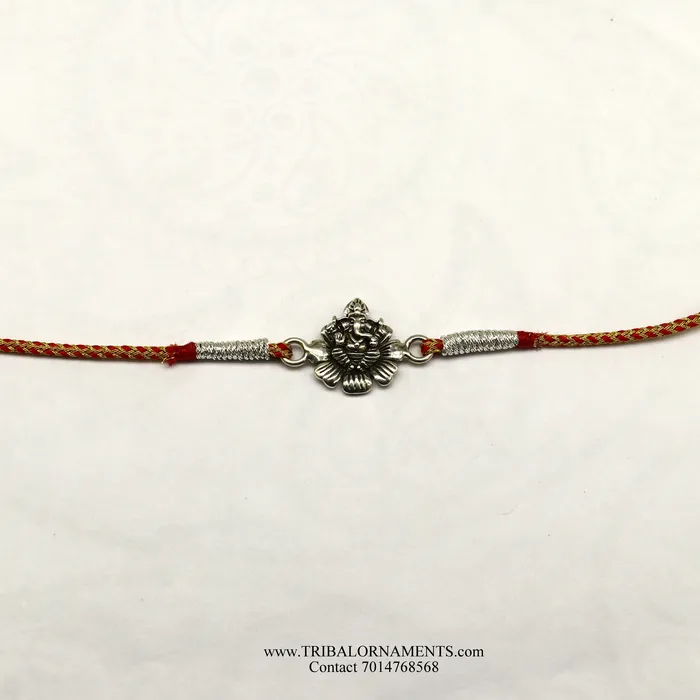 925 sterling silver handmade Ganesha design Rakhi Bracelet amazing stylish gift for Rakshabandhan rk93 TRIBAL ORNAMENTS Bracelets