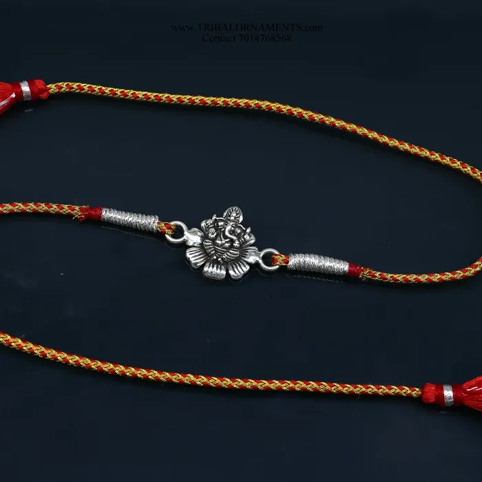 925 sterling silver handmade Ganesha design Rakhi Bracelet amazing stylish gift for Rakshabandhan rk93 TRIBAL ORNAMENTS Bracelets
