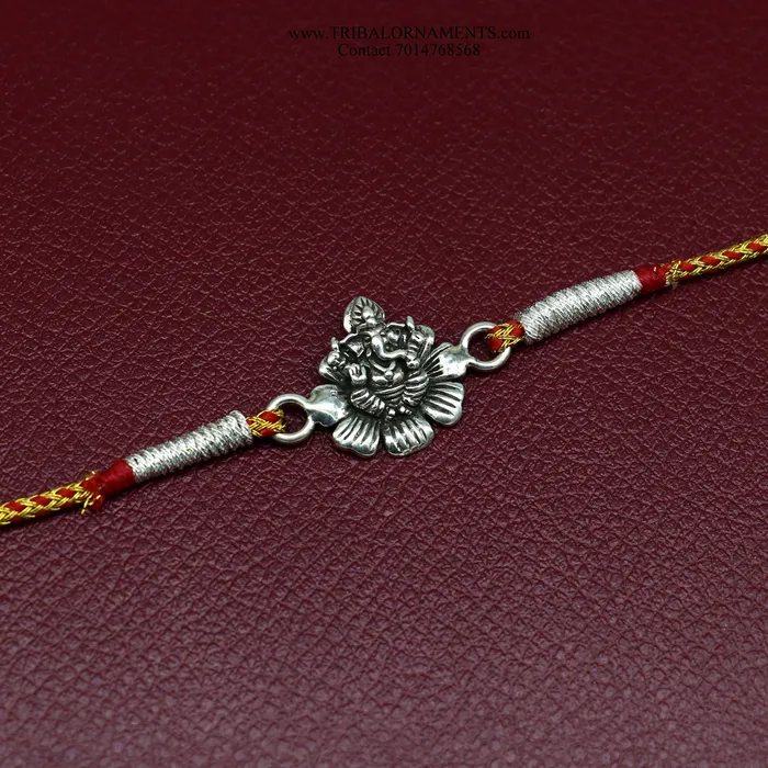 925 sterling silver handmade Ganesha design Rakhi Bracelet amazing stylish gift for Rakshabandhan rk93 TRIBAL ORNAMENTS Bracelets