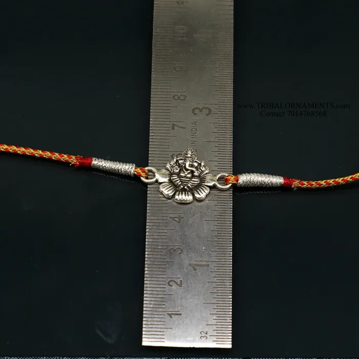 925 sterling silver handmade Ganesha design Rakhi Bracelet amazing stylish gift for Rakshabandhan rk93 TRIBAL ORNAMENTS Bracelets