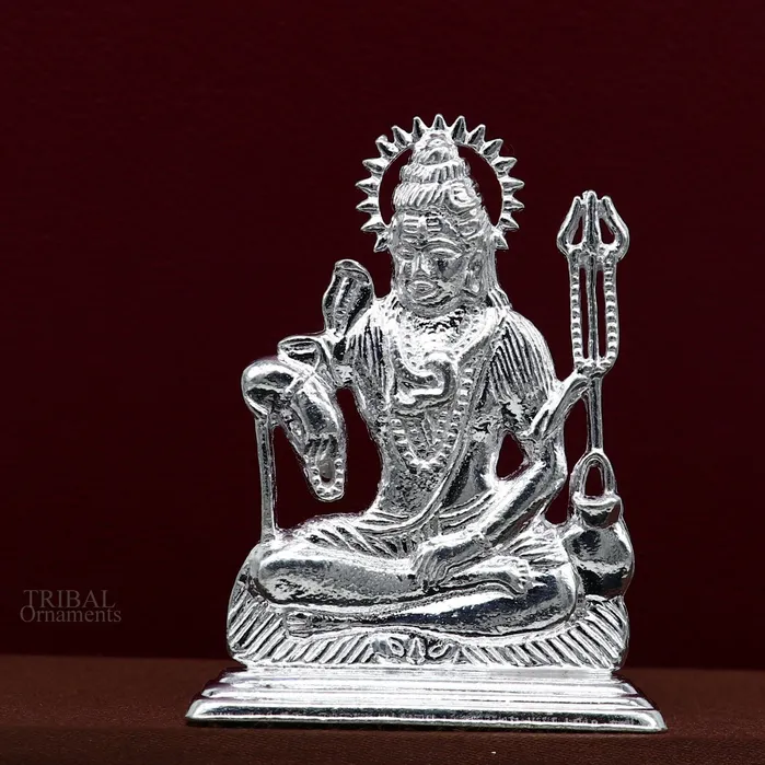 925 Sterling silver handmade hindu idols Lord Shiva with trident stunning statue figurine puja articles best gift silver article art450 TRIBAL ORNAMENTS Necklaces