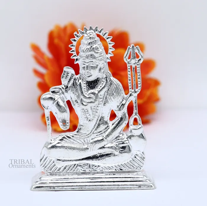 925 Sterling silver handmade hindu idols Lord Shiva with trident stunning statue figurine puja articles best gift silver article art450 TRIBAL ORNAMENTS Necklaces