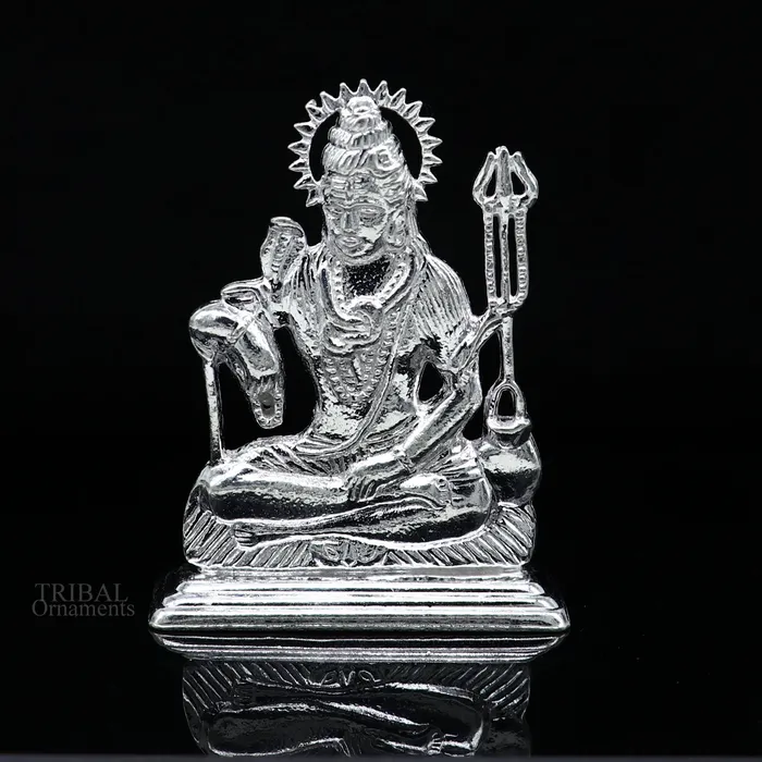 925 Sterling silver handmade hindu idols Lord Shiva with trident stunning statue figurine puja articles best gift silver article art450 TRIBAL ORNAMENTS Necklaces