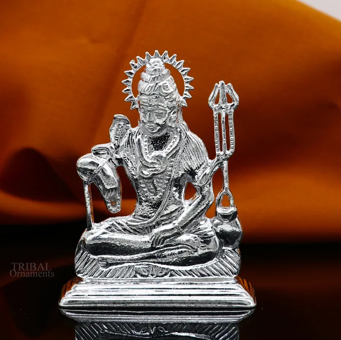 925 Sterling silver handmade hindu idols Lord Shiva with trident stunning statue figurine puja articles best gift silver article art450 TRIBAL ORNAMENTS Necklaces
