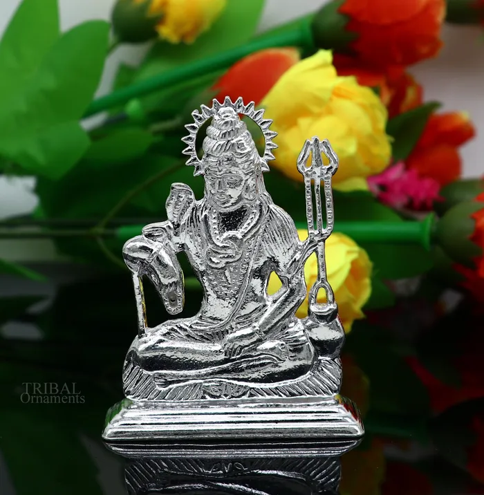 925 Sterling silver handmade hindu idols Lord Shiva with trident stunning statue figurine puja articles best gift silver article art450 TRIBAL ORNAMENTS Necklaces