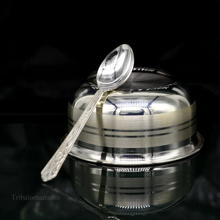 999 fine solid silver handmade small bowl for baby serving pure silver vessel silver utensils home kitchen accessories puja bowl sv226 TRIBAL ORNAMENTS Necklaces