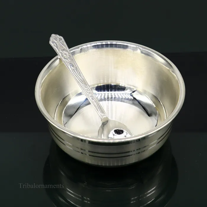 999 fine solid silver handmade small bowl for baby serving pure silver vessel silver utensils home kitchen accessories puja bowl sv226 TRIBAL ORNAMENTS Necklaces
