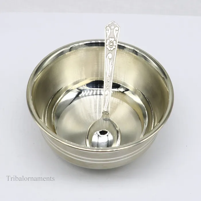 999 fine solid silver handmade small bowl for baby serving pure silver vessel silver utensils home kitchen accessories puja bowl sv226 TRIBAL ORNAMENTS Necklaces