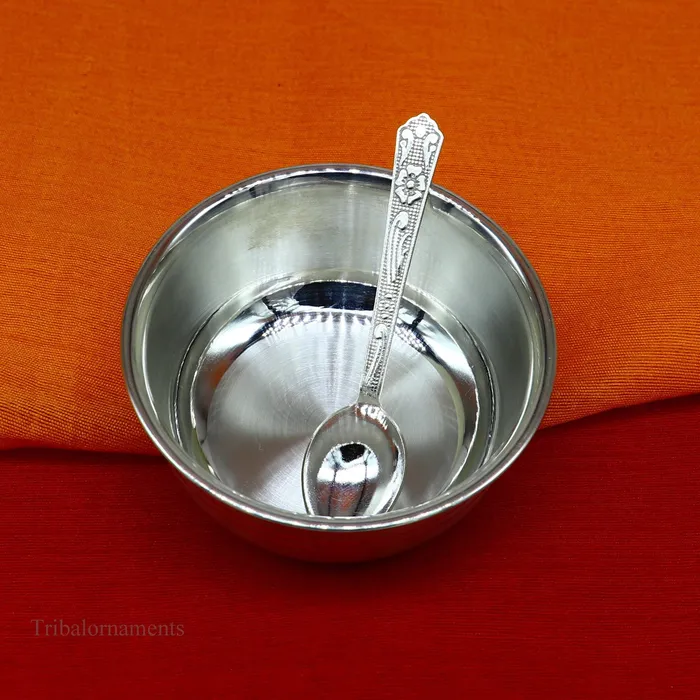 999 fine solid silver handmade small bowl for baby serving pure silver vessel silver utensils home kitchen accessories puja bowl sv226 TRIBAL ORNAMENTS Necklaces