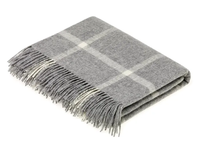A Moon Son LTD Earrings MERINO LAMBSWOOL THROW BLANKET WINDOWPANE GRAY