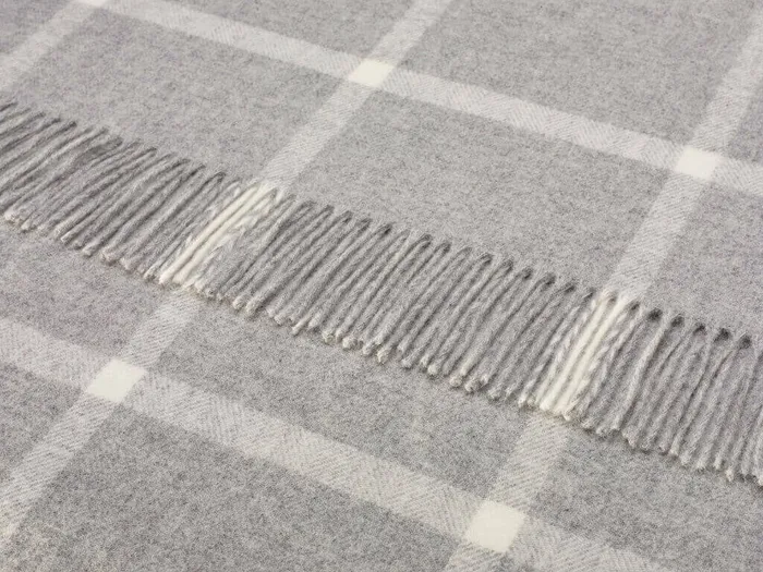 A Moon Son LTD Earrings MERINO LAMBSWOOL THROW BLANKET WINDOWPANE GRAY