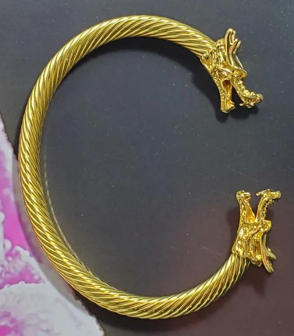 alice B1317 Gold Dragon Cuff Bracelet Bracelets