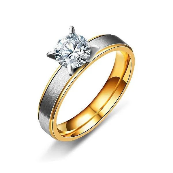 Alice Rings R40 Gold and Silver Single Rhinestone Ring