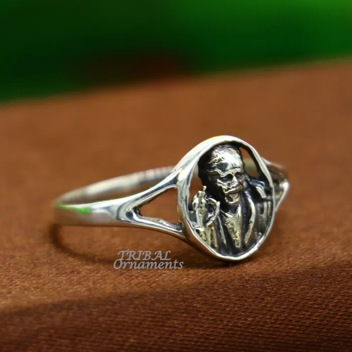 Amazing customized design 925 sterling silver vintage antique style Sai Baba ring band best gifting brides wedding jewelry india sr332 TRIBAL ORNAMENTS Rings Amazing customized design 925 sterling silver vintage antique style Sai Baba ring band best gifting brides wedding jewelry india sr332 TRIBAL ORNAMENTS Rings