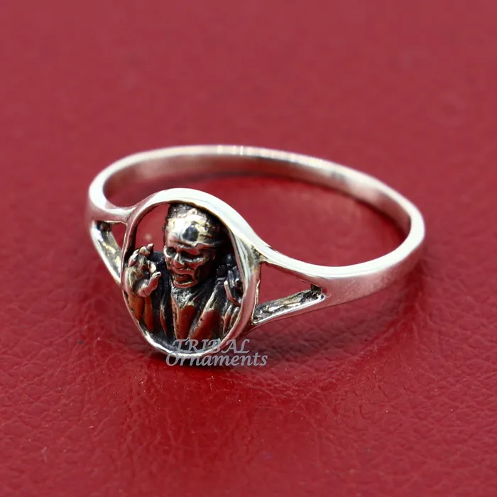 Amazing customized design 925 sterling silver vintage antique style Sai Baba ring band best gifting brides wedding jewelry india sr332 TRIBAL ORNAMENTS Rings