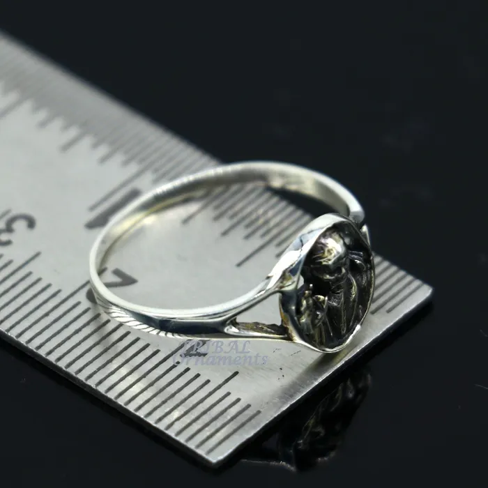 Amazing customized design 925 sterling silver vintage antique style Sai Baba ring band best gifting brides wedding jewelry india sr332 TRIBAL ORNAMENTS Rings