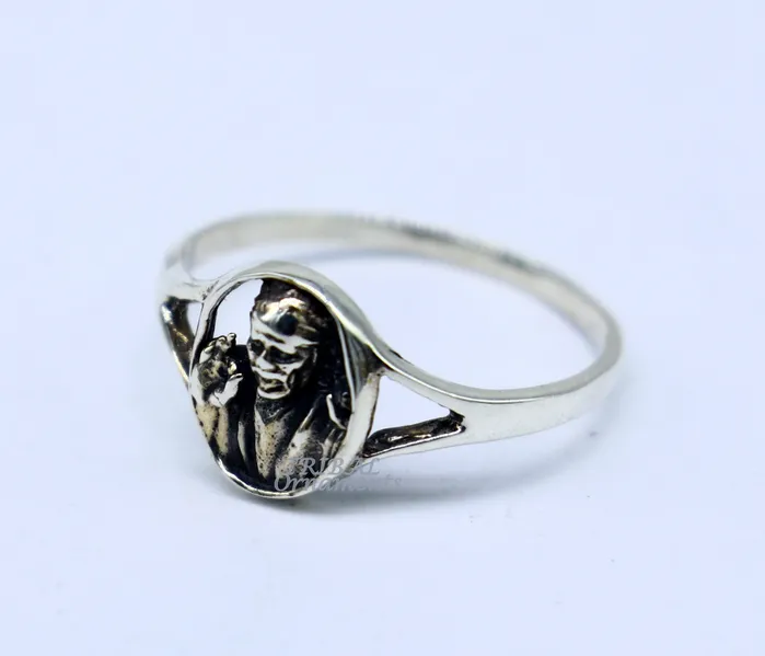 Amazing customized design 925 sterling silver vintage antique style Sai Baba ring band best gifting brides wedding jewelry india sr332 TRIBAL ORNAMENTS Rings