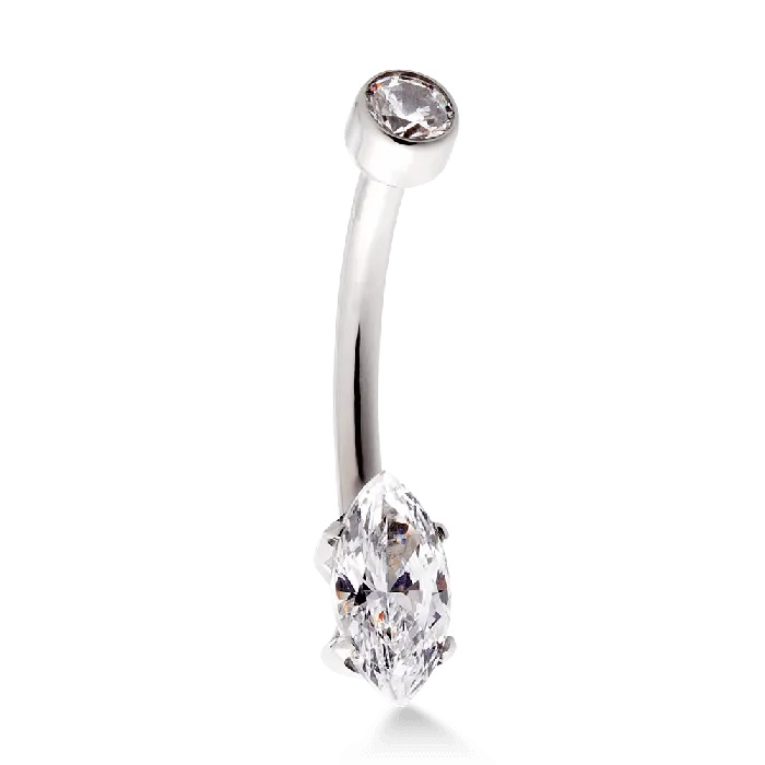 Anatometal Rings Marquise Navel Curve White CZ