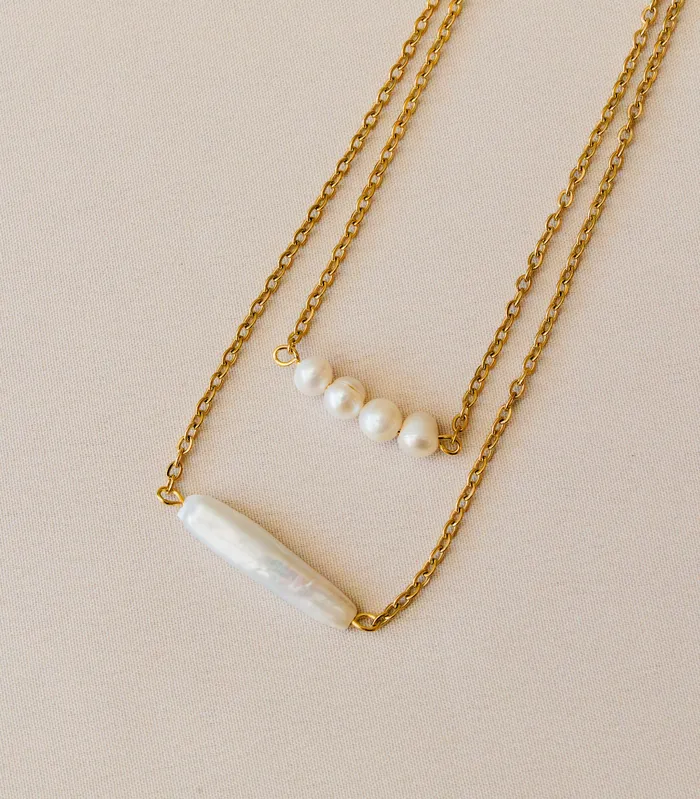 Arete Necklaces Andana TwoLayer Pearl Necklace