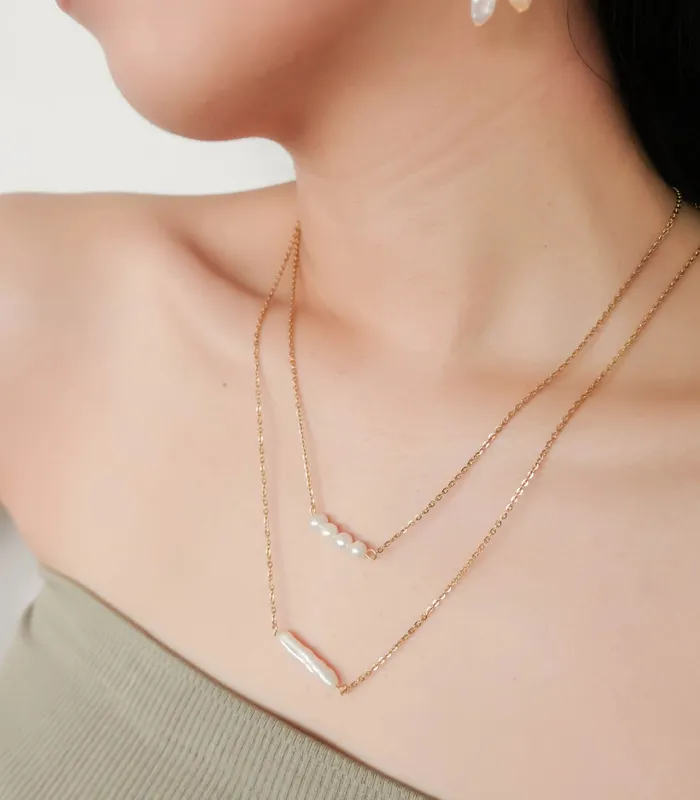 Arete Necklaces Andana TwoLayer Pearl Necklace
