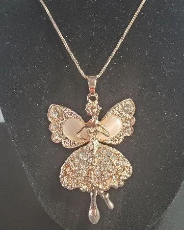 AZ157 Rose Gold Fairy Moonstone Rhinestones Necklace with FREE Earrings polly Necklaces AZ157 Rose Gold Fairy Moonstone Rhinestones Necklace with FREE Earrings polly Necklaces