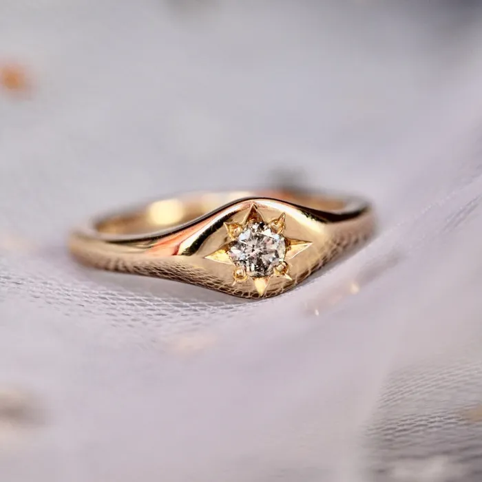 Black Magic Salt Pepper Diamond Signet Ring Kim Drosdick Rings