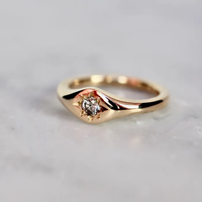 Black Magic Salt Pepper Diamond Signet Ring Kim Drosdick Rings