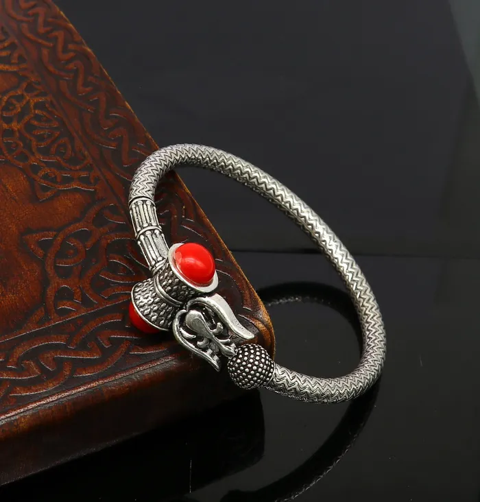 Bracelets 925 sterling silver idol shiva trident or trishul bange super customized gift Babubali bangle kada bracelet unisex designer jewelry nssk302 TRIBAL ORNAMENTS