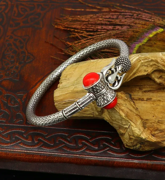 Bracelets 925 sterling silver idol shiva trident or trishul bange super customized gift Babubali bangle kada bracelet unisex designer jewelry nssk302 TRIBAL ORNAMENTS