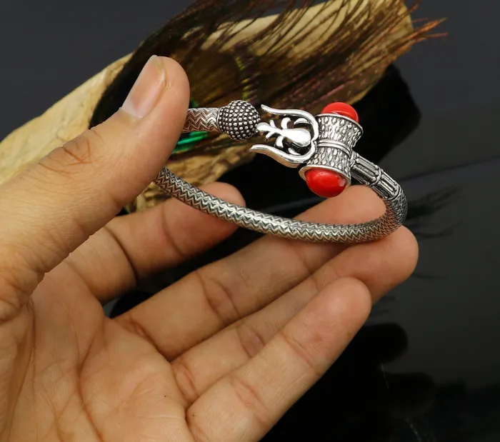 Bracelets 925 sterling silver idol shiva trident or trishul bange super customized gift Babubali bangle kada bracelet unisex designer jewelry nssk302 TRIBAL ORNAMENTS