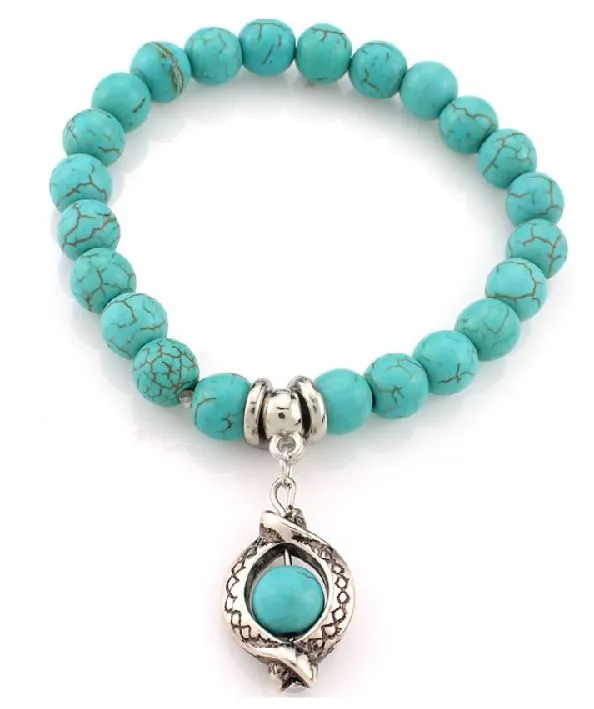 Bracelets B1062 Turquoise Crackle Stone Bracelet POLLY