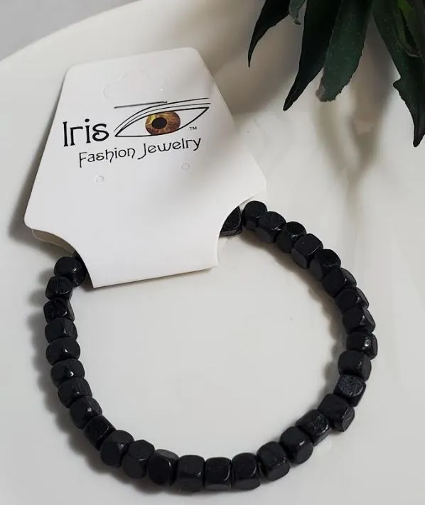 Bracelets polly AZ266 Black Square Wooden Bead Bracelet