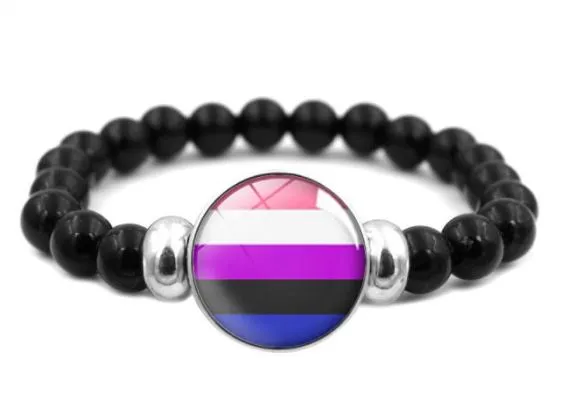 Bracelets POLLY B1041 Pink Purple Blue Pride Black Bead Bracelet