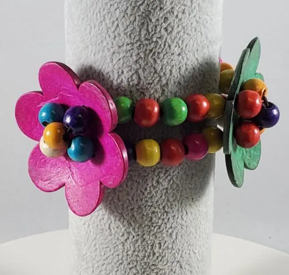 Bracelets Polly B543 Multi Color Round Flower Shape Bead Bracelet